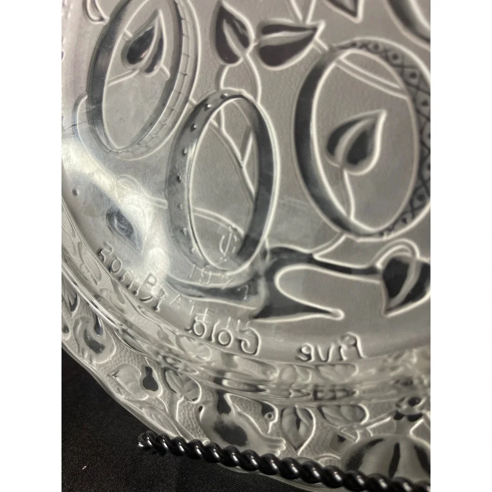 Imperial Glass 1974 Twelve Days of Christmas Five Gold Rings Plate Frosted Clear